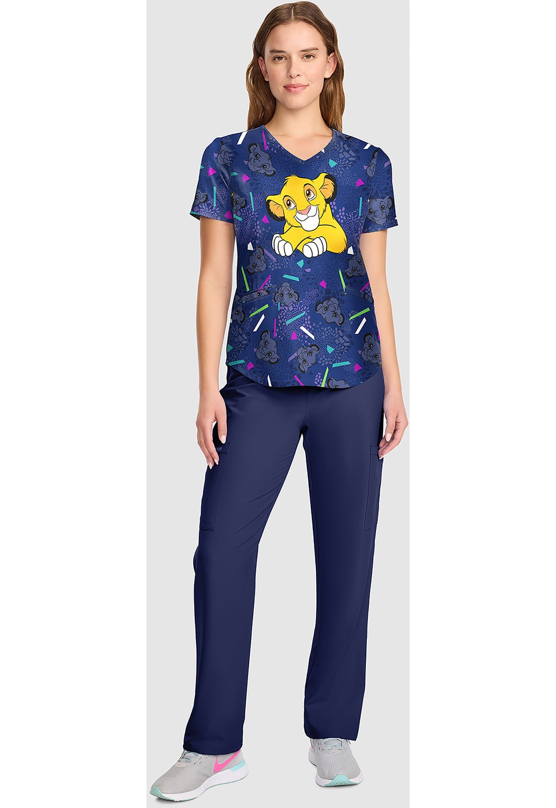 Lion King Tooniforms Licensed Disney V Neck Scrub Top TF737 LKHF - Scrubs Select