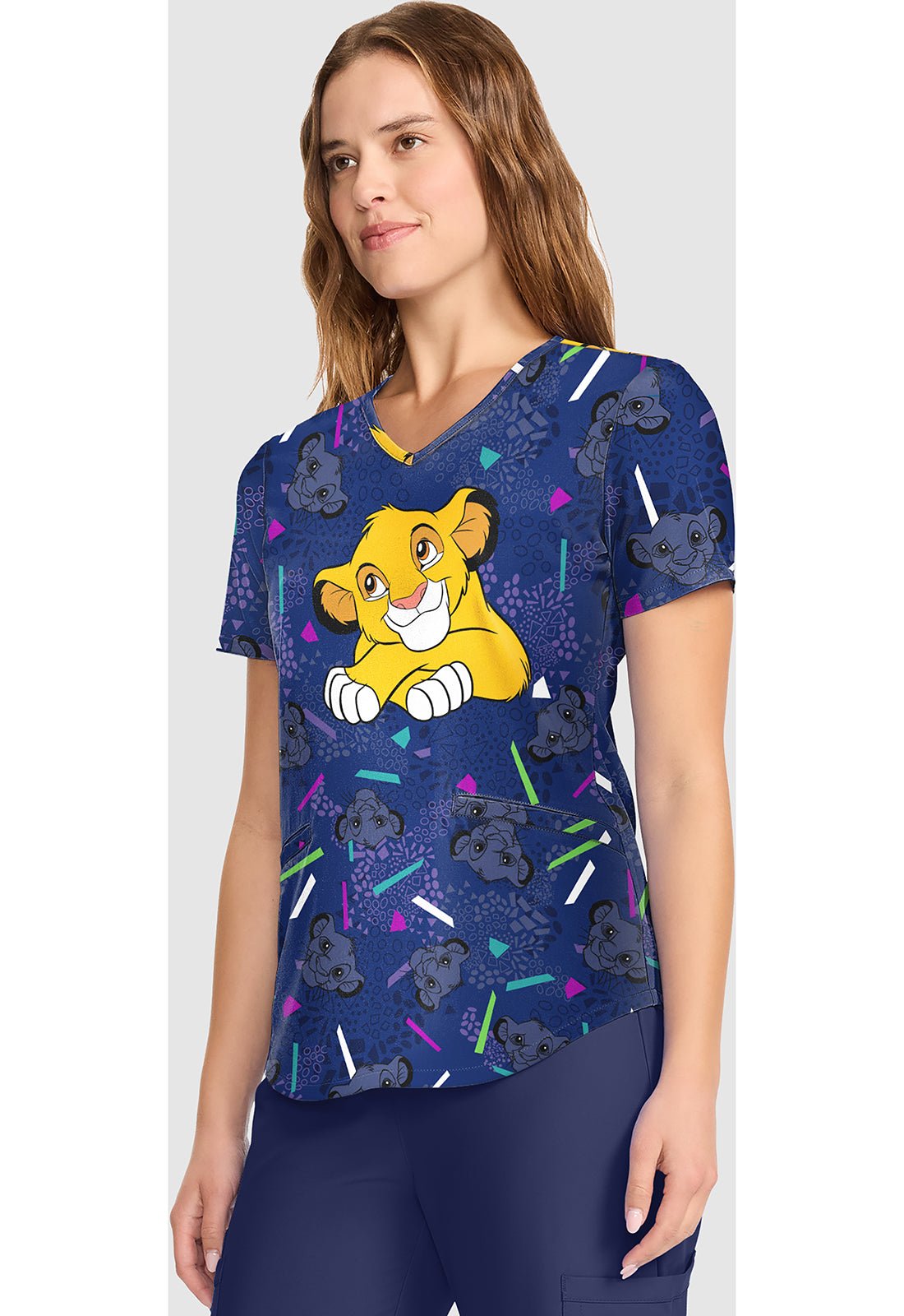 Lion King Tooniforms Licensed Disney V Neck Scrub Top TF737 LKHF - Scrubs Select