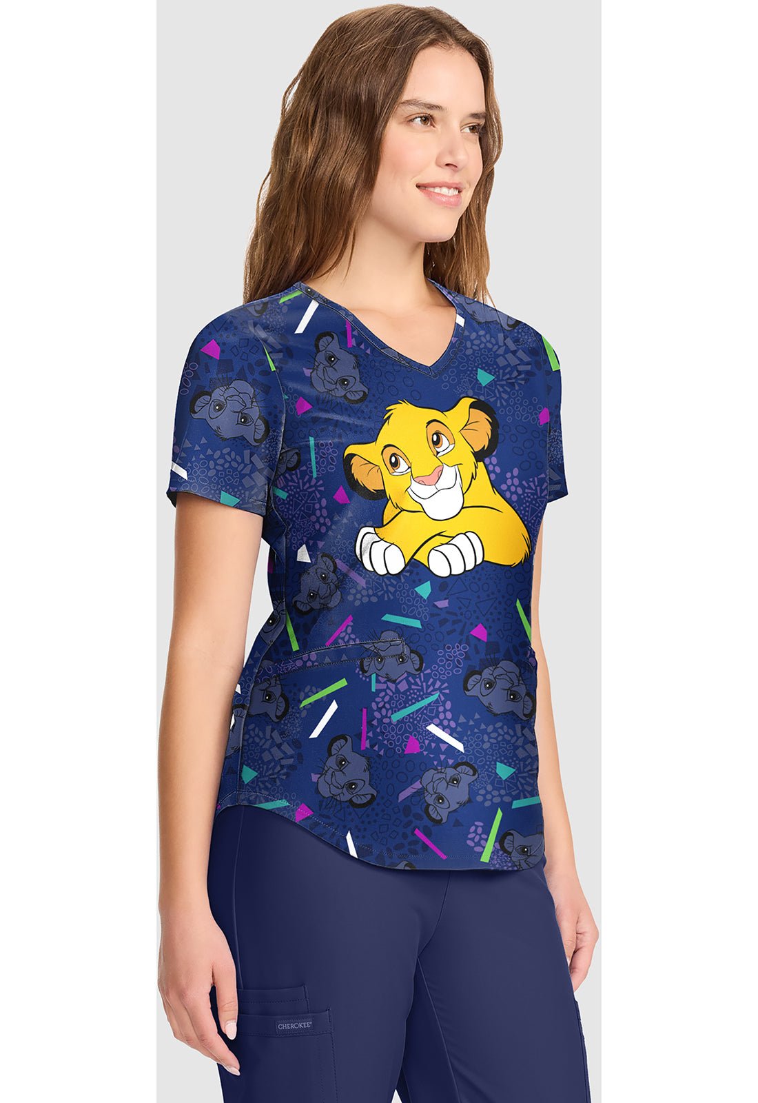 Lion King Tooniforms Licensed Disney V Neck Scrub Top TF737 LKHF - Scrubs Select