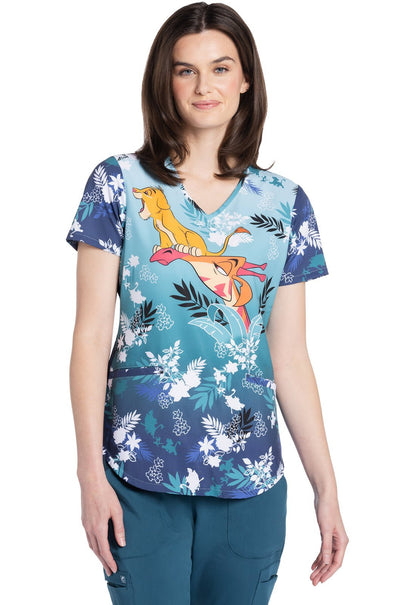 Lion King Tooniforms Licensed Disney V Neck Scrub Top TF737 LKPW - Scrubs Select