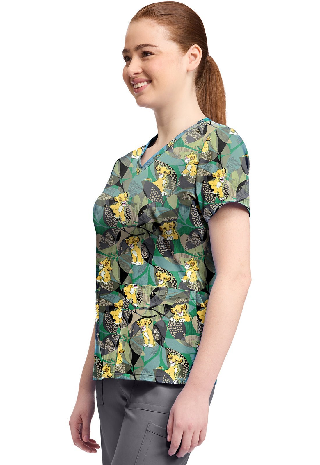 Lion King Tooniforms Licensed Disney V Neck Scrub Top TF796 LKTR - Scrubs Select