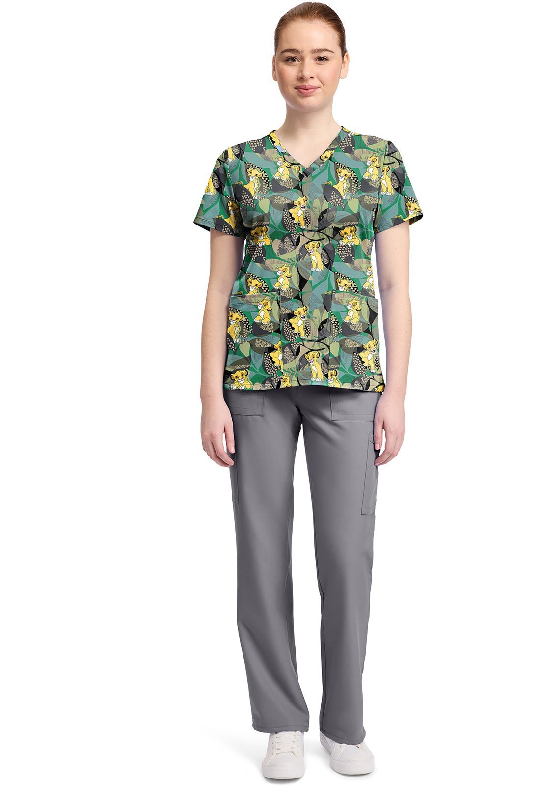 Lion King Tooniforms Licensed Disney V Neck Scrub Top TF796 LKTR - Scrubs Select