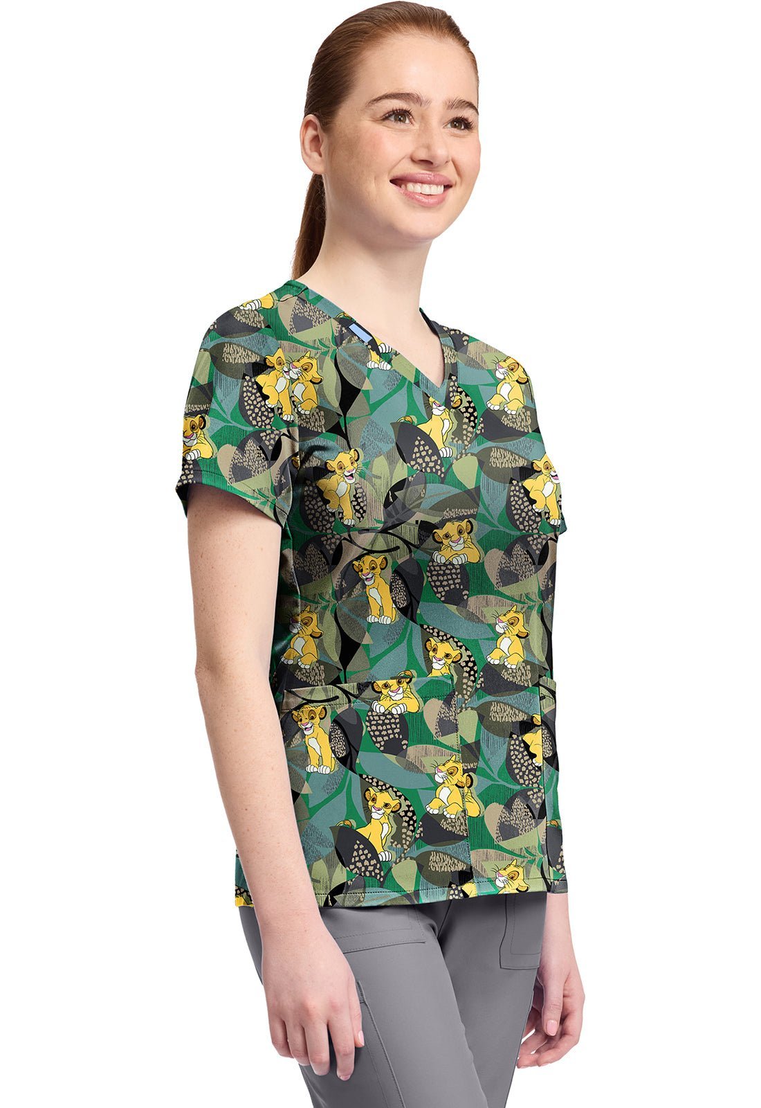 Lion King Tooniforms Licensed Disney V Neck Scrub Top TF796 LKTR - Scrubs Select
