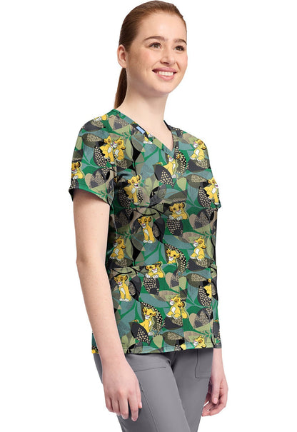 Lion King Tooniforms Licensed Disney V Neck Scrub Top TF796 LKTR - Scrubs Select