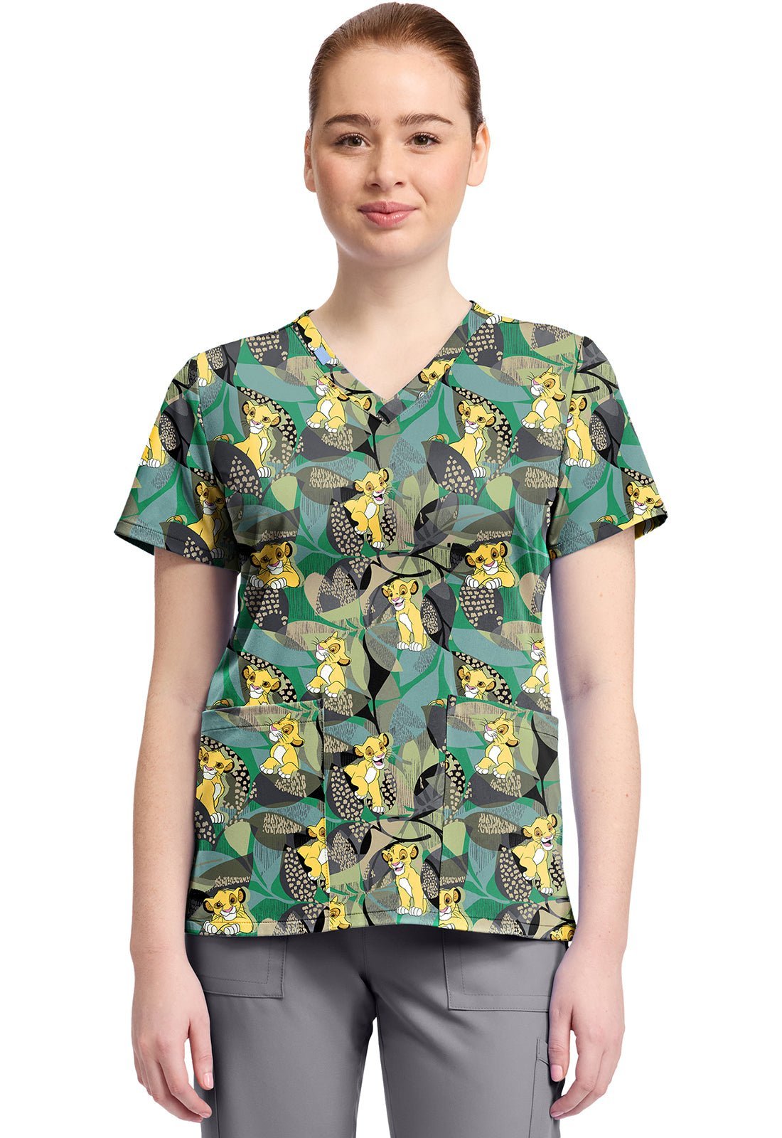 Lion King Tooniforms Licensed Disney V Neck Scrub Top TF796 LKTR - Scrubs Select