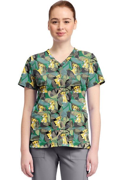 Lion King Tooniforms Licensed Disney V Neck Scrub Top TF796 LKTR - Scrubs Select