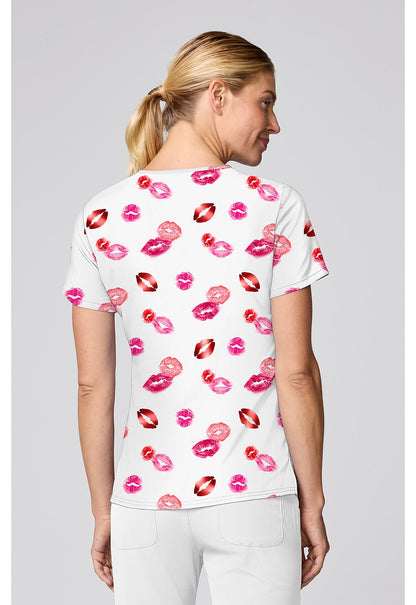 Lipstick Kisses Med Couture Print V Neck Scrub Top MC00056 LKSS - Scrubs Select