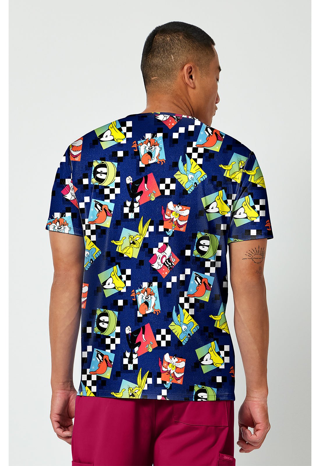 Looney Tunes Cherokee Tooniforms Warner Bros Men's V Neck Scrub Top TF788 LTCY - Scrubs Select
