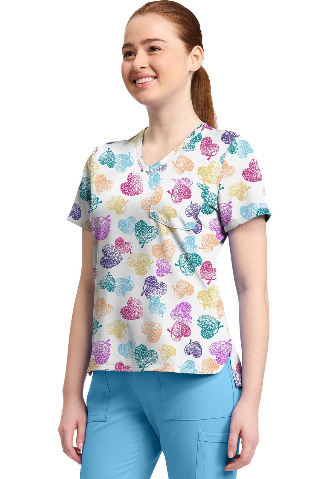 Love To Care Cherokee Print V Neck Scrub Top CK857 LVTC - Scrubs Select