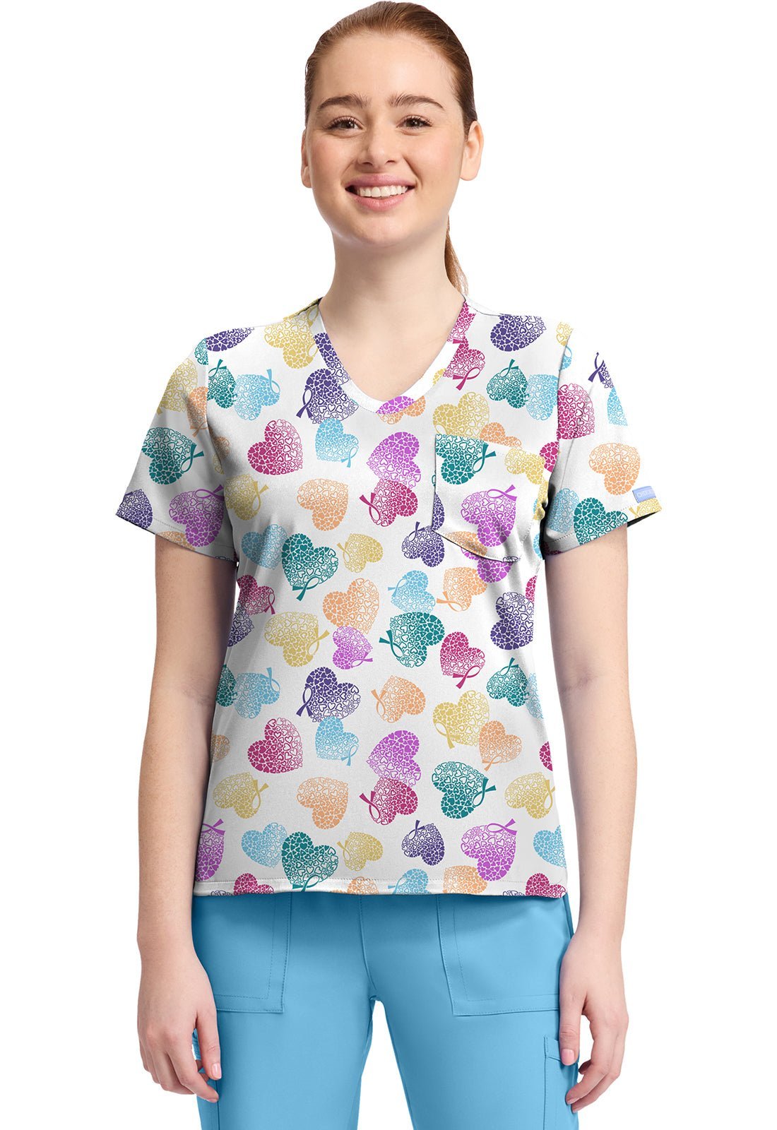 Love To Care Cherokee Print V Neck Scrub Top CK857 LVTC - Scrubs Select