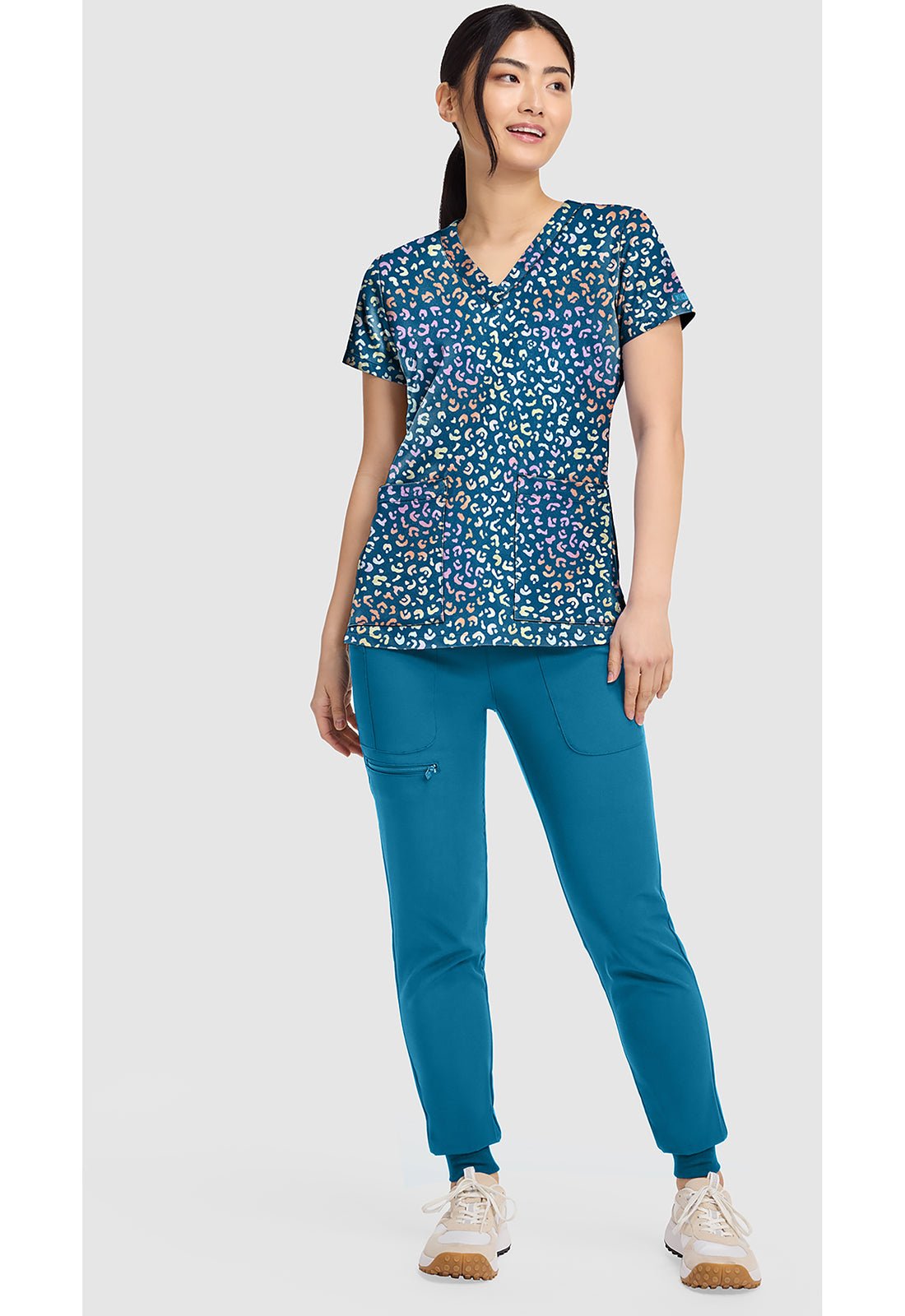 Magical Cheetah Med Couture Print V Neck Scrub Top MC8564 MLCC - Scrubs Select
