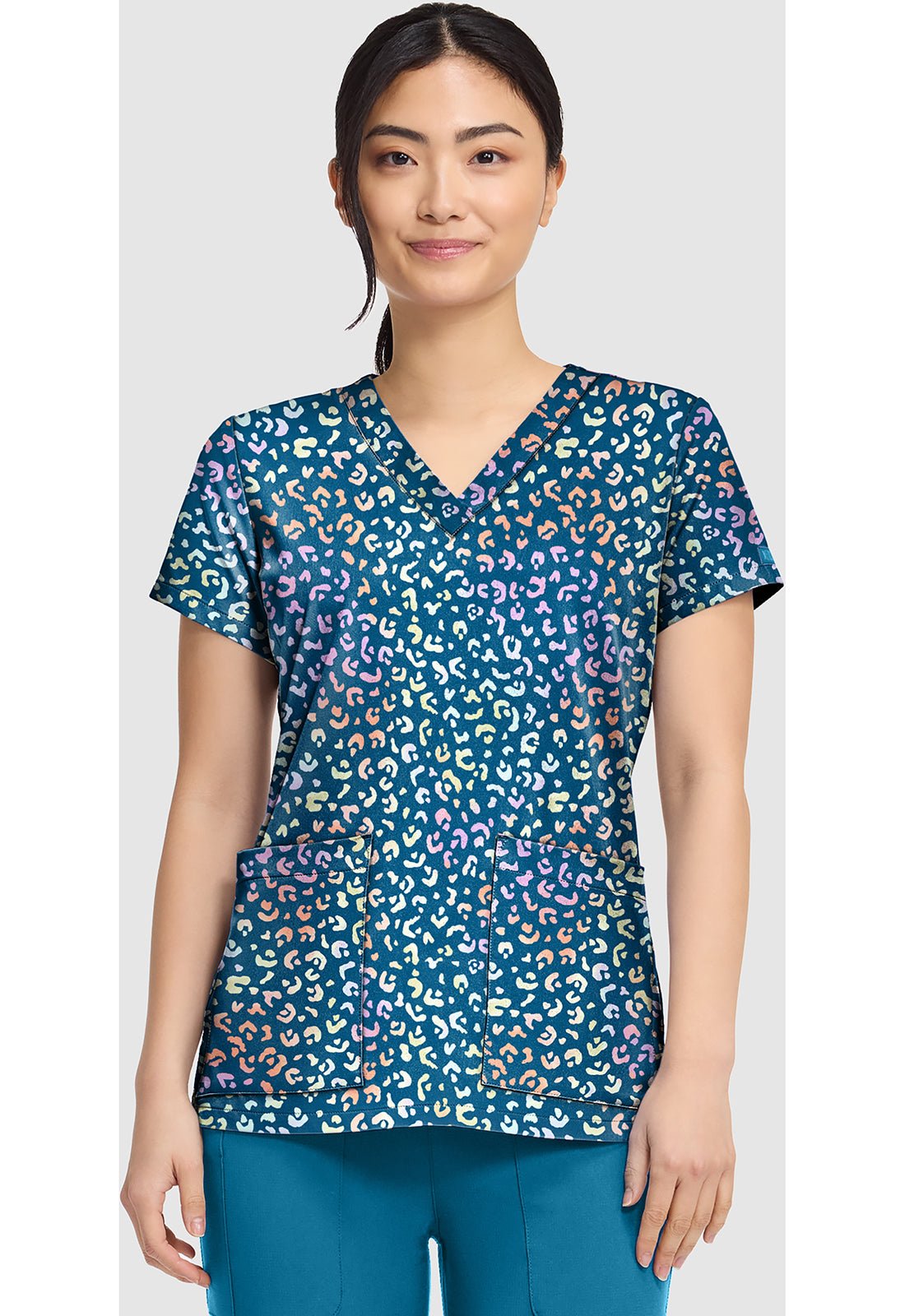 Magical Cheetah Med Couture Print V Neck Scrub Top MC8564 MLCC - Scrubs Select