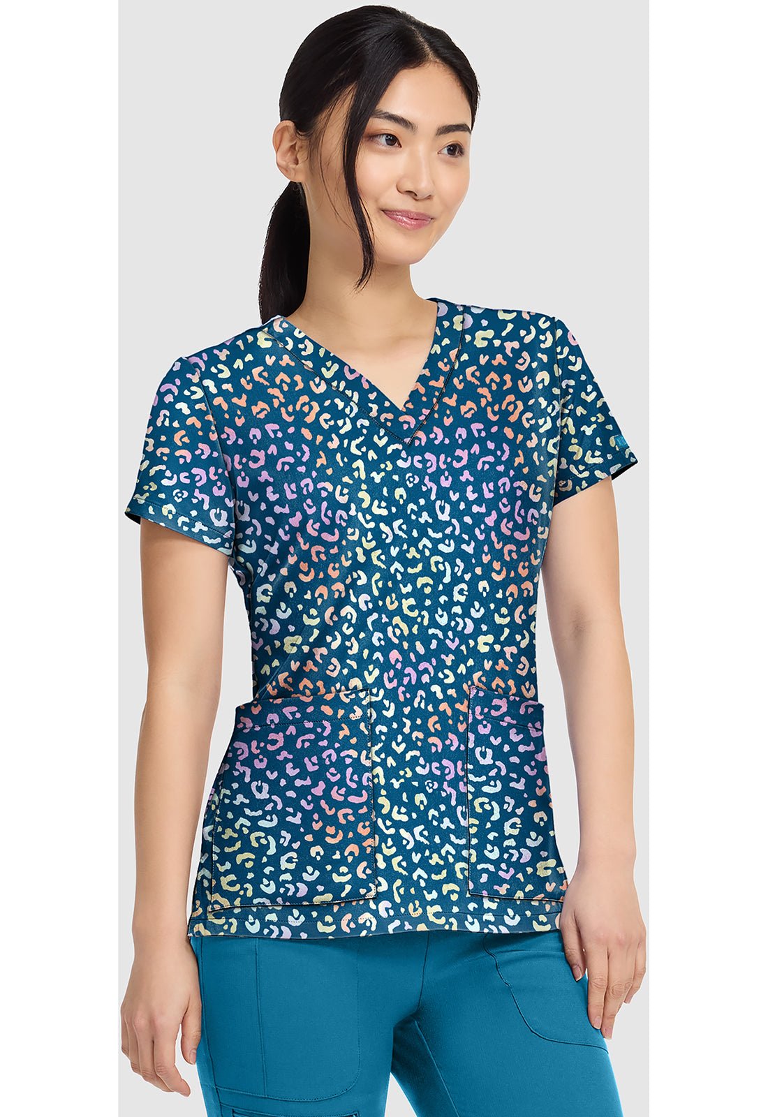 Magical Cheetah Med Couture Print V Neck Scrub Top MC8564 MLCC - Scrubs Select