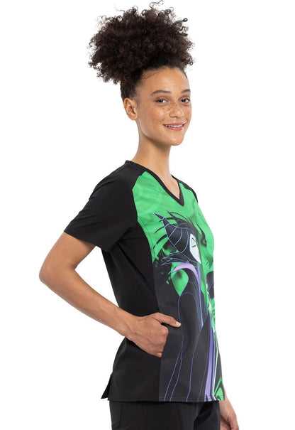 Maleficent Tooniforms Licensed Disney V Neck Scrub Top TF637 VIID - Scrubs Select