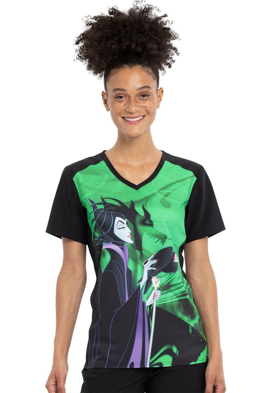 Maleficent Tooniforms Licensed Disney V Neck Scrub Top TF637 VIID - Scrubs Select