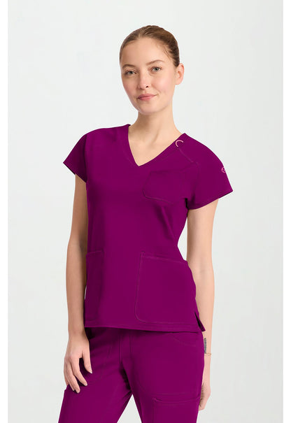 Med Couture Amp Knit Scrubs Raglan V Neck Top MC752 - Scrubs Select