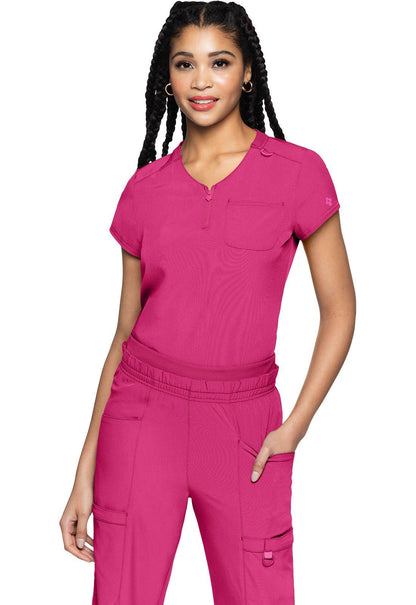 Med Couture Amp Scrubs Quarter Zip V Neck Top MC705 - Scrubs Select