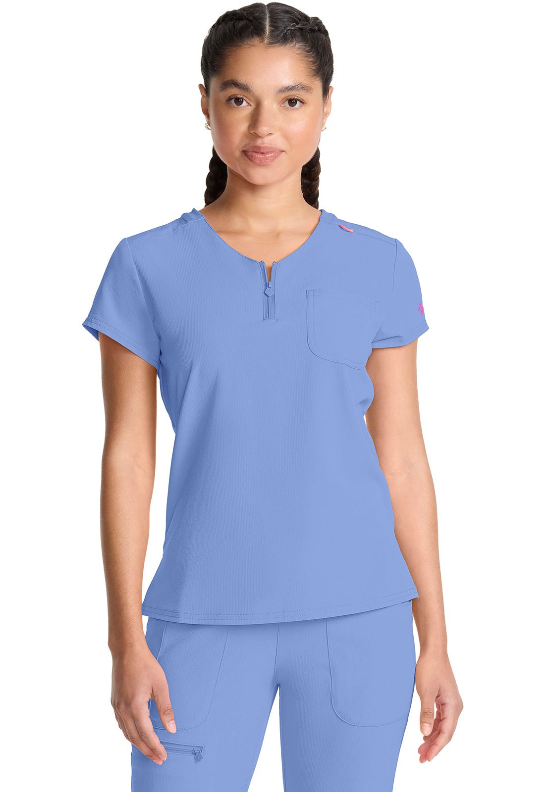Med Couture Amp Scrubs Quarter Zip V Neck Top MC705 - Scrubs Select