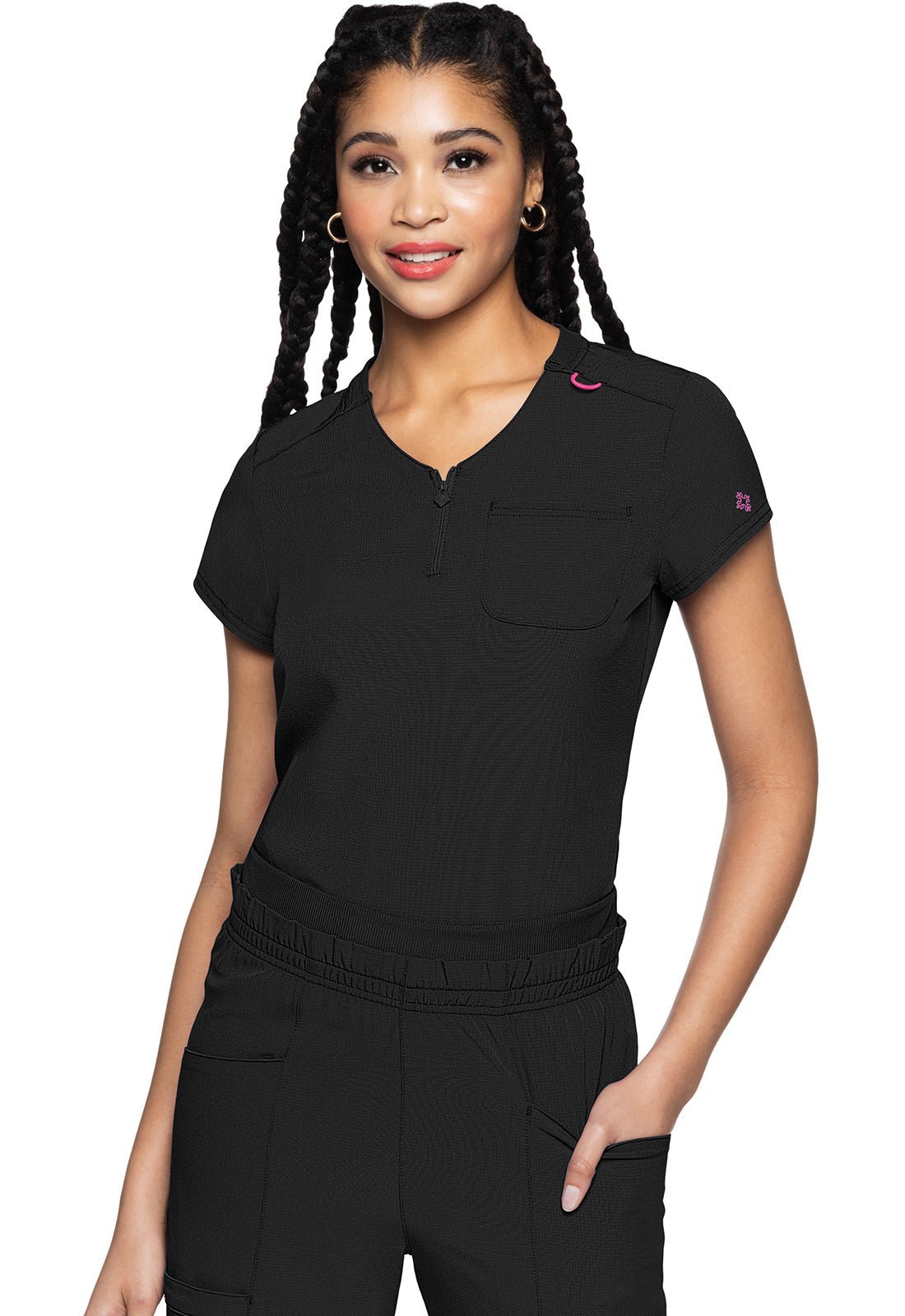 Med Couture Amp Scrubs Quarter Zip V Neck Top MC705 - Scrubs Select
