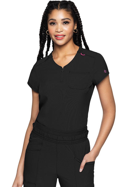 Med Couture Amp Scrubs Quarter Zip V Neck Top MC705 - Scrubs Select