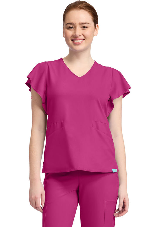 Med Couture Insight Scrubs Flutter Sleeve V Neck Top MC611 - Scrubs Select