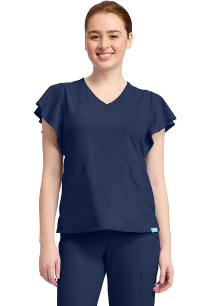 Med Couture Insight Scrubs Flutter Sleeve V Neck Top MC611 - Scrubs Select