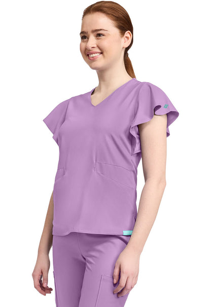 Med Couture Insight Scrubs Flutter Sleeve V Neck Top MC611 - Scrubs Select