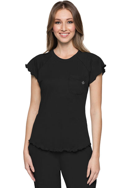 Med Couture Layers Scrubs Knit Lettuce Edged Top MC706 - Scrubs Select