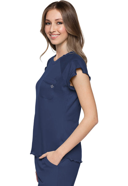 Med Couture Layers Scrubs Knit Lettuce Edged Top MC706 - Scrubs Select