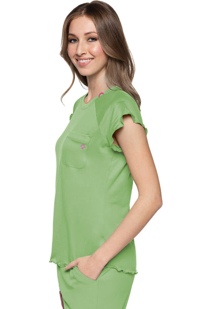 Med Couture Layers Scrubs Knit Lettuce Edged Top MC706 - Scrubs Select
