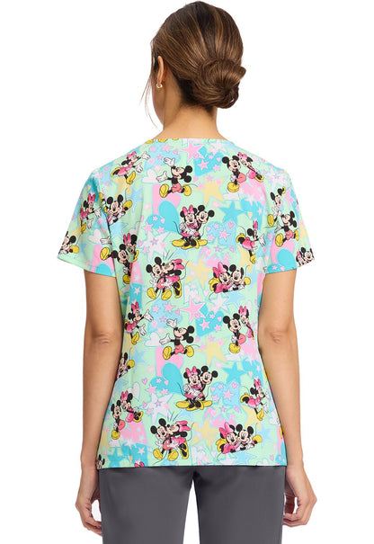 MIckey Minnie Mouse Cherokee Tooniforms Disney V Neck Scrub Top TF614 MKGV - Scrubs Select