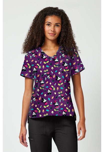 Mickey & Minnie Mouse Tooniforms Licensed Disney V Neck Scrub Top TF797 MKEZ - Scrubs Select