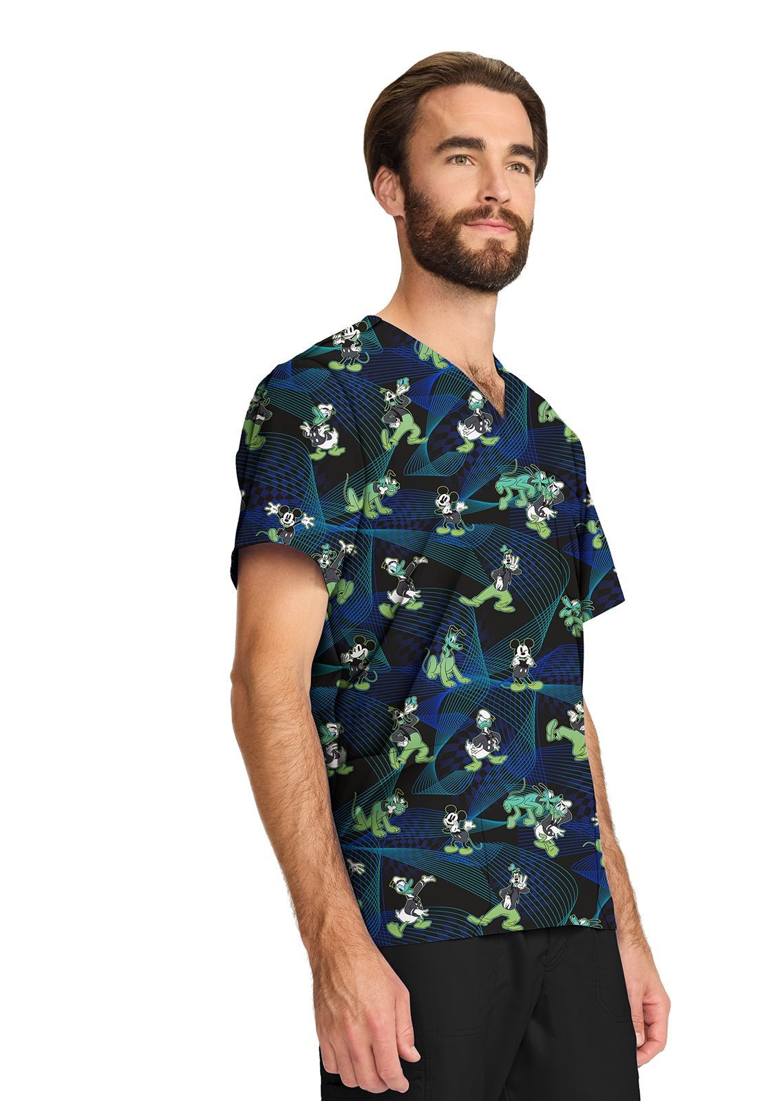 Mickey Mouse Cherokee Tooniforms Disney Men's V Neck Scrub Top TF740 MKIH - Scrubs Select