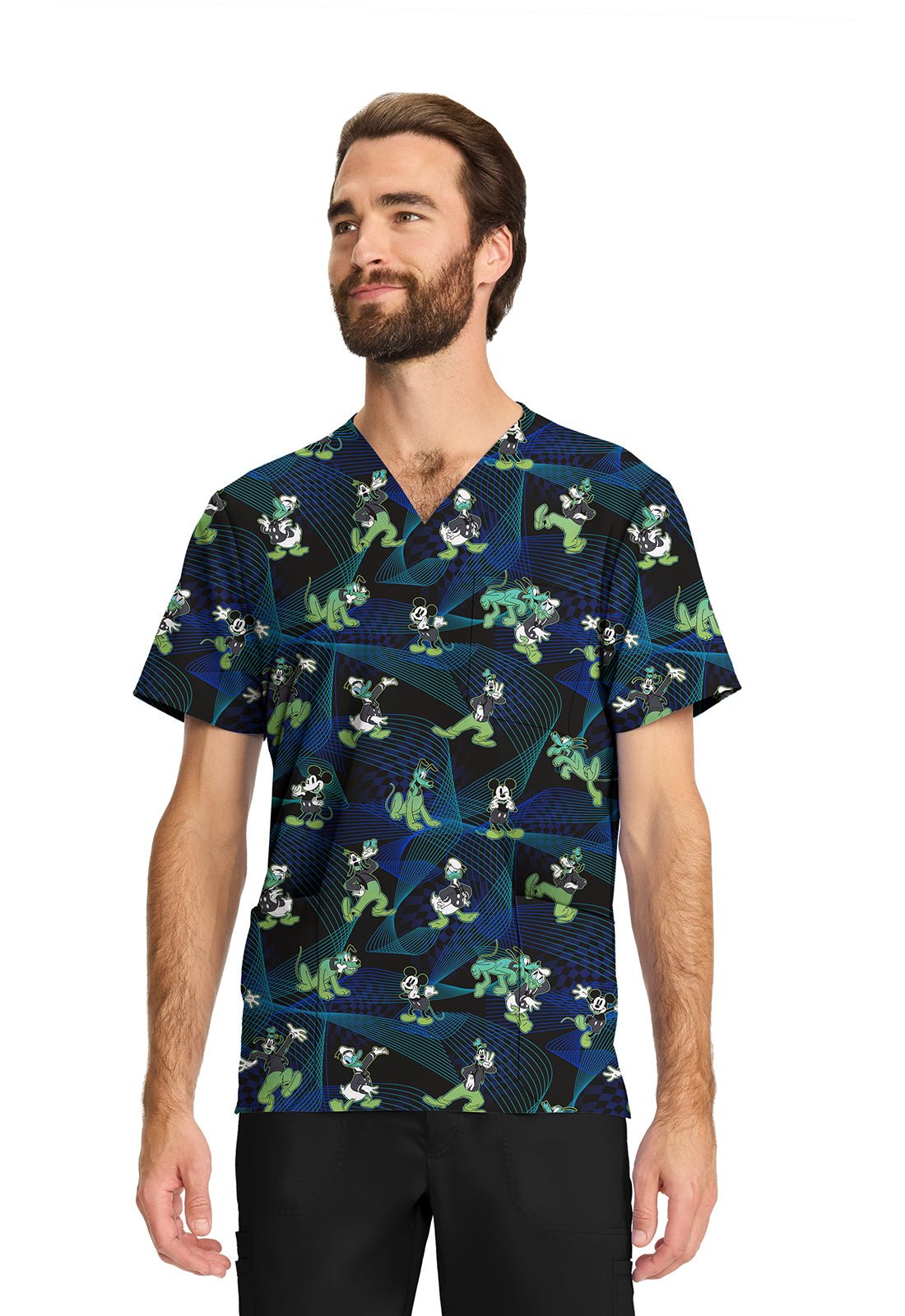 Mickey Mouse Cherokee Tooniforms Disney Men's V Neck Scrub Top TF740 MKIH - Scrubs Select
