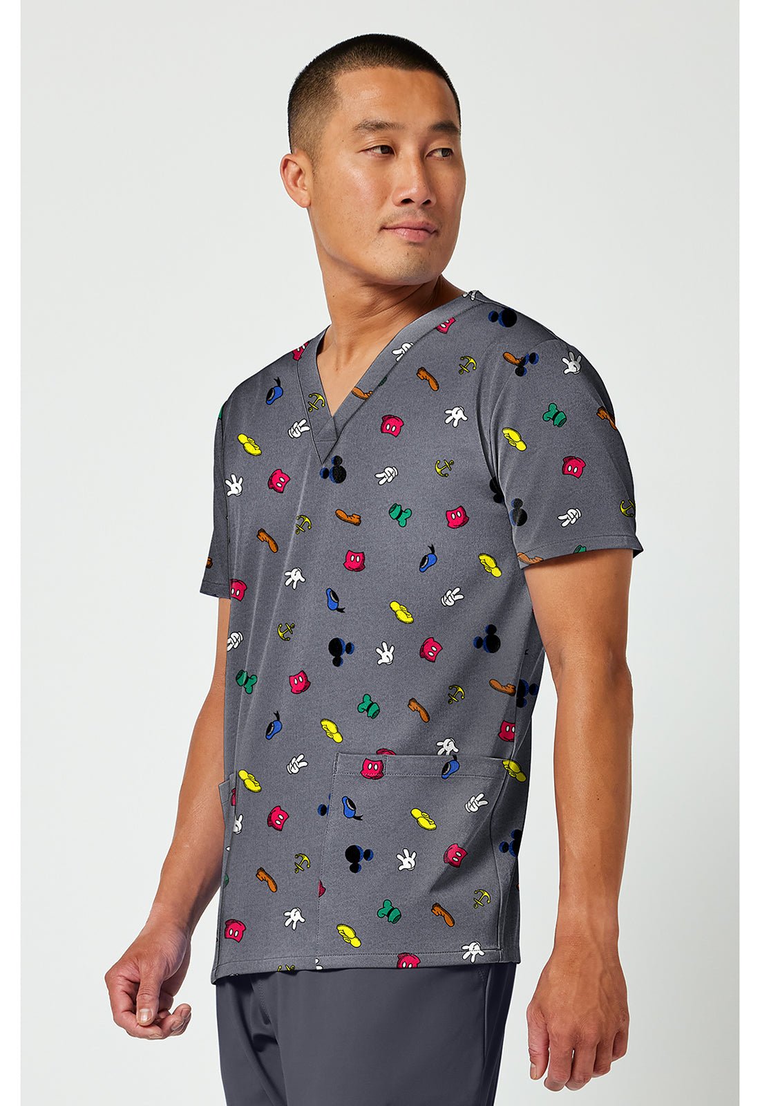 Mickey Mouse Cherokee Tooniforms Disney Men's V Neck Scrub Top TF788 MKXB - Scrubs Select