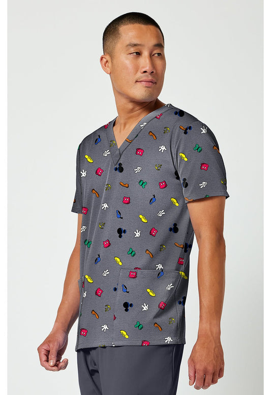 Mickey Mouse Cherokee Tooniforms Disney Men's V Neck Scrub Top TF788 MKXB - Scrubs Select