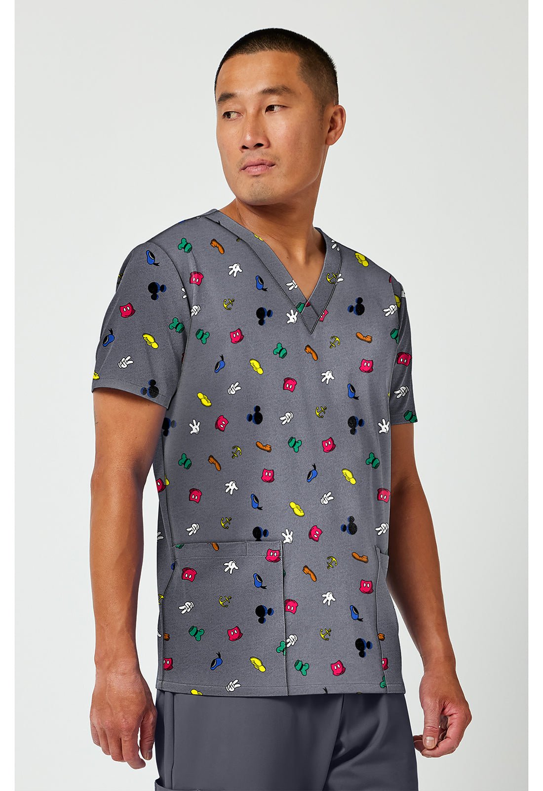 Mickey Mouse Cherokee Tooniforms Disney Men's V Neck Scrub Top TF788 MKXB - Scrubs Select