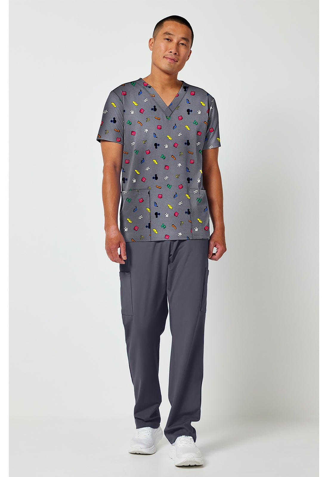 Mickey Mouse Cherokee Tooniforms Disney Men's V Neck Scrub Top TF788 MKXB - Scrubs Select