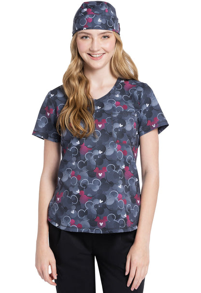 Mickey Mouse Cherokee Tooniforms Disney Rounded V Neck Scrub Top TF786 MKFE - Scrubs Select