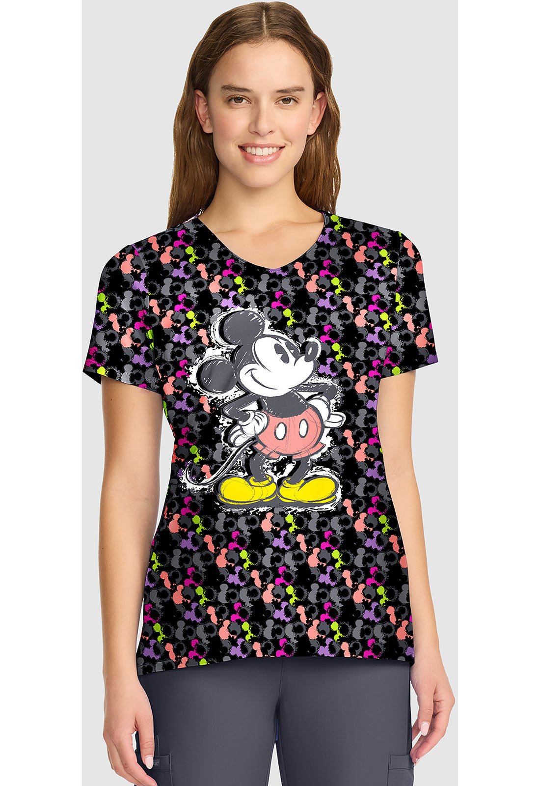 Mickey Mouse Cherokee Tooniforms Disney V Neck Scrub Top TF626 MKZI - Scrubs Select