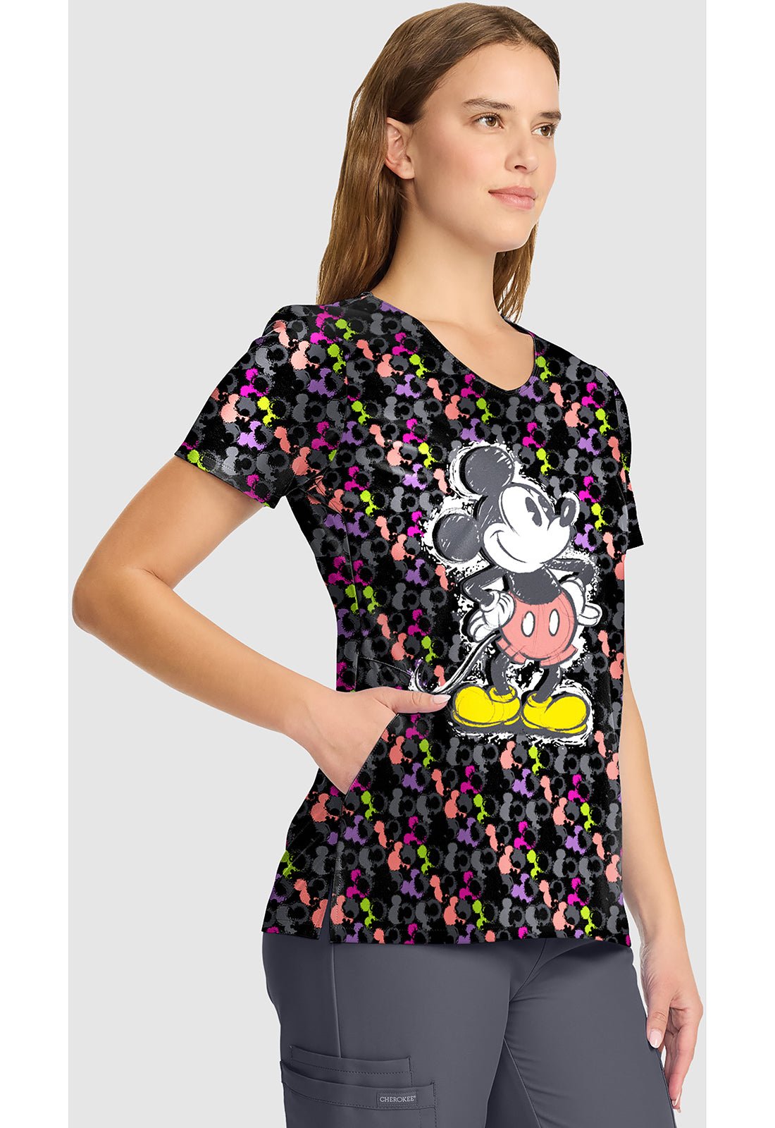 Mickey Mouse Cherokee Tooniforms Disney V Neck Scrub Top TF626 MKZI - Scrubs Select