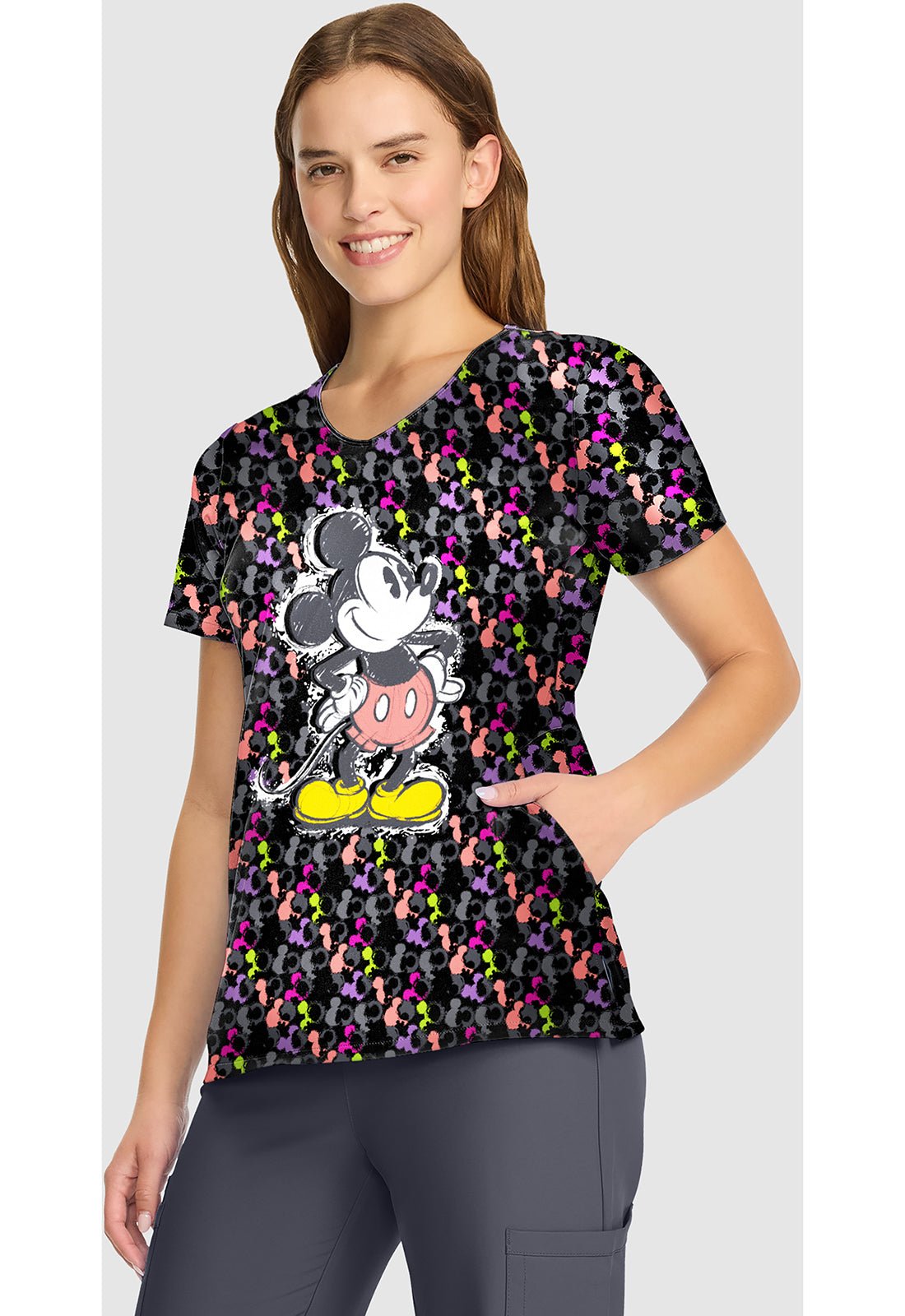 Mickey Mouse Cherokee Tooniforms Disney V Neck Scrub Top TF626 MKZI - Scrubs Select