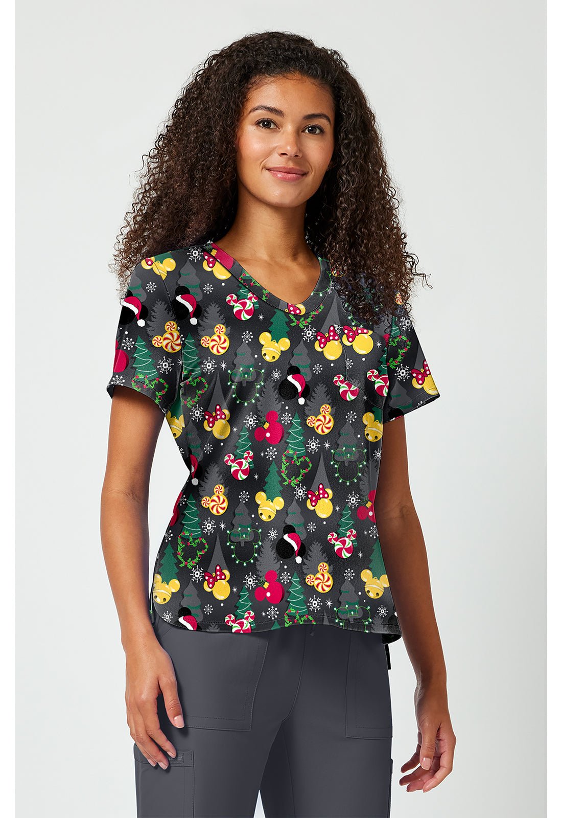 Mickey Mouse Tooniforms Disney Christmas V Neck Scrub Top TF797 MKYJ - Scrubs Select