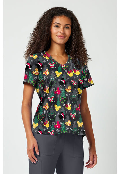Mickey Mouse Tooniforms Disney Christmas V Neck Scrub Top TF797 MKYJ - Scrubs Select