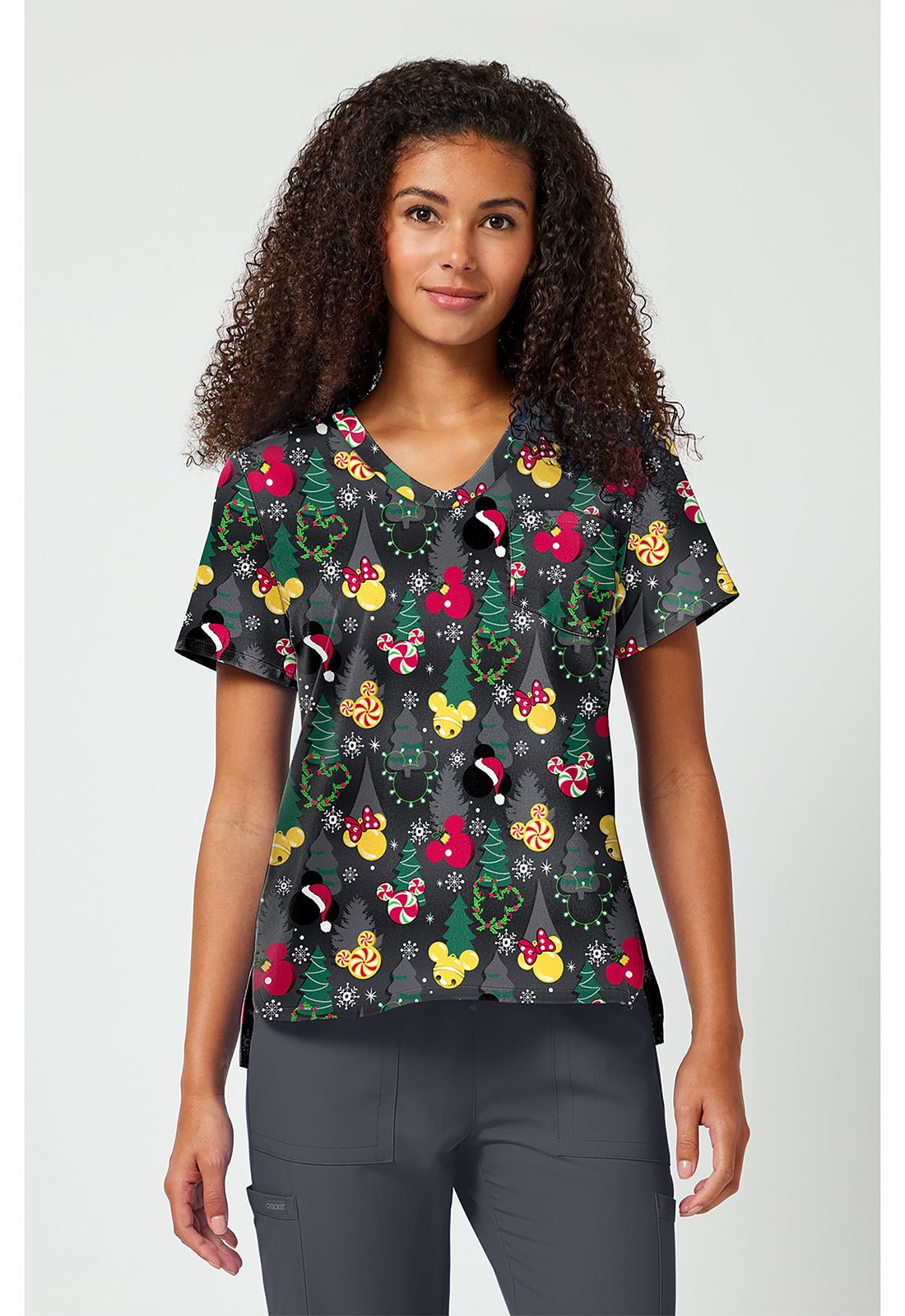 Mickey Mouse Tooniforms Disney Christmas V Neck Scrub Top TF797 MKYJ - Scrubs Select