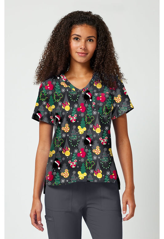 Mickey Mouse Tooniforms Disney Christmas V Neck Scrub Top TF797 MKYJ - Scrubs Select