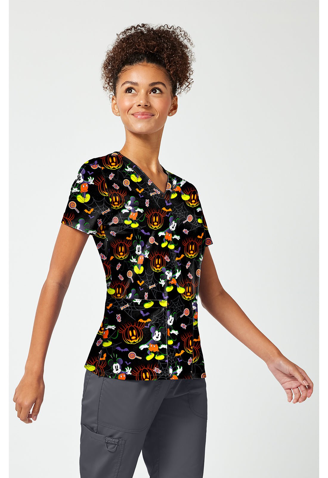 Mickey Mouse Tooniforms Licensed Disney Halloween V Neck Scrub Top TF796 MKXW - Scrubs Select