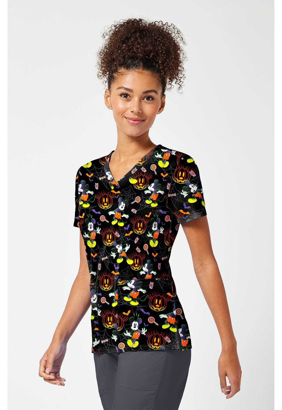 Mickey Mouse Tooniforms Licensed Disney Halloween V Neck Scrub Top TF796 MKXW - Scrubs Select