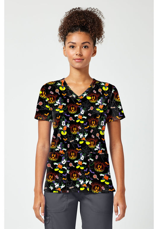 Mickey Mouse Tooniforms Licensed Disney Halloween V Neck Scrub Top TF796 MKXW - Scrubs Select