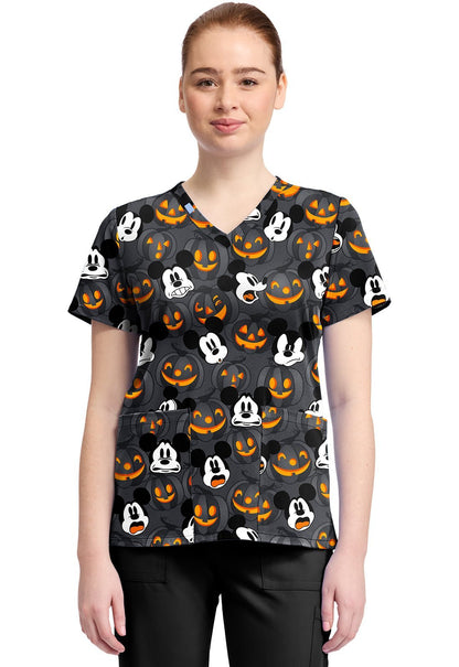 Mickey Mouse Tooniforms Licensed Disney Halloween V Neck Scrub Top TF796 MKZS - Scrubs Select